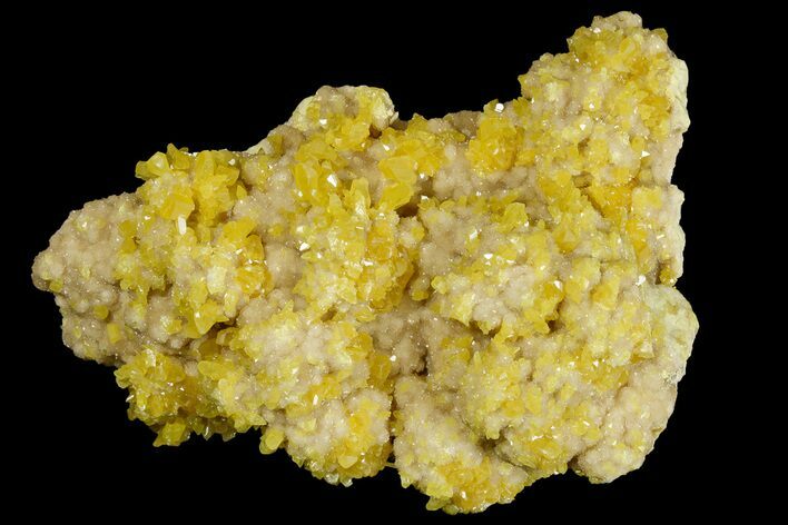 Lustrous Sulfur Crystals on Sparkling Calcite - Poland #175410